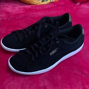 Black and Gold Puma Sneakers